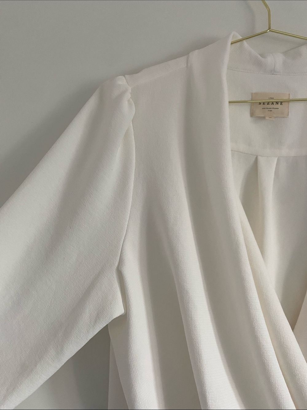 Sézane Abélia Ecru Draped Wrap Blouse - Picture 6 of 14